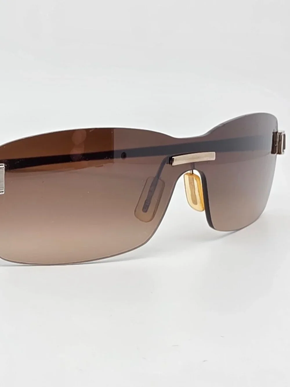 Tag Heuer TH7505 202 Brown Rubber Frame Brown Lens Rimless Sunglasses w/ Case